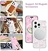 UEEBAI Magnetic for iPhone 14 Pro Max Case, Bow Case Compatible with MagSafe, Wireless Slim Clear Ribbon Aesthetic Phone Cover Anti-Yellowing Shockproof Protective Cover for Women Girl - Pink