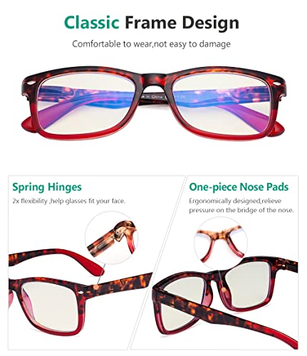 Image of Eyekepper Blue Light Filter Reading Glasses - Reduce Eye Strain Computer Readers - Tortoise /Red 1.25
