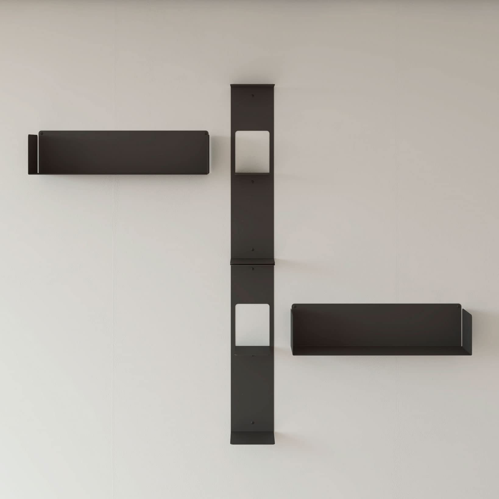 Estantería Metálica Flotante de Pared | Ideal para organización de Libros | Acero Lacado al Horno | Fabricado en España (Black)