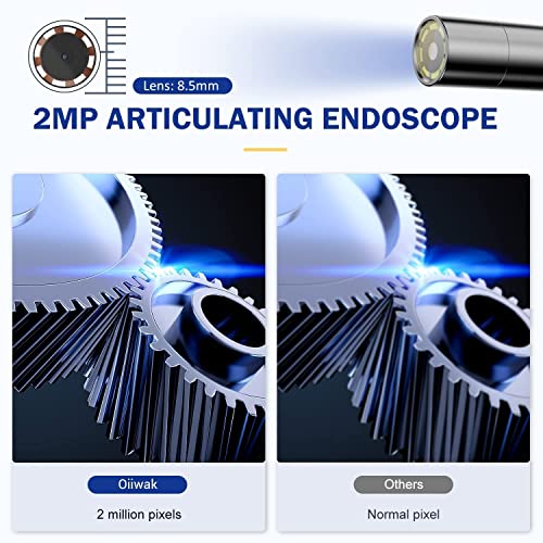 Oiiwak Articulating Borescope Two Way 180° 1080P Hd Wireless Endoscope Automotive Inspection Camera For Iphone Android 8.5Mm Wifi Tube Camera Snake Scope Probe For Air Duct Hvac Mechanics (3.3Ft/1M) #TOP3