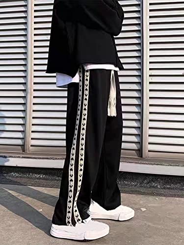 Floerns Men's Drawstring Waist Pants Tie Front Wide Leg Loose Fit Trousers3