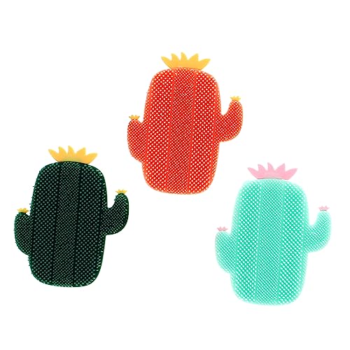 FOYTOKI Silicone Face Wash Brush 3 Pack Cactus Exfoliater Brush for Women Deep Cleaning Makeup Removal Gentle Massage Safe for Skin