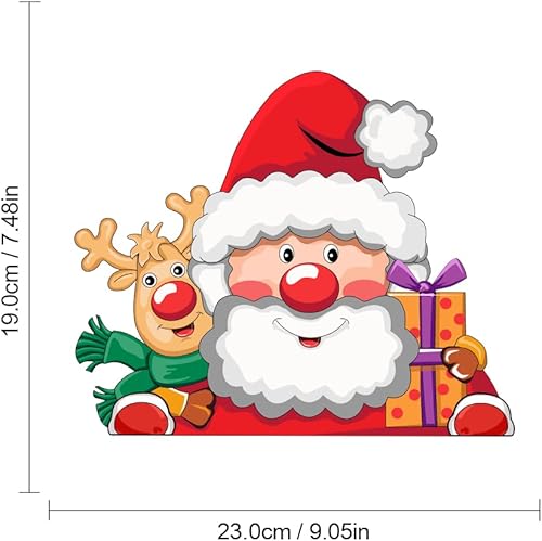 Miniatura 2 de Adhesivo navideño de Papá Noel que se asoma, lindo muñeco de nieve, calcomanías para ventana de automóvil, calcomanías para parachoques de ventana