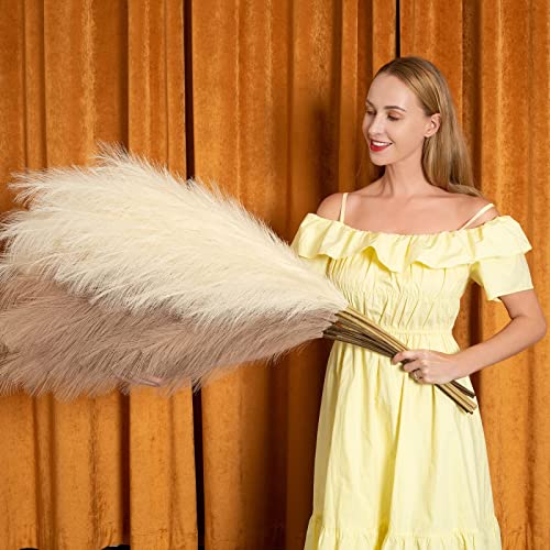 EVODIS Faux Pampas Grass 8 Stems, Artificial Pampas Grass - 43 inch Extra Large Pompass Grass Tall Pompous Boho Flower Arrangement and Floor Vase Filler Home Decor for Room Wedding Party