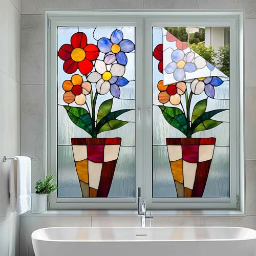 Película de privacidad para ventana con diseño floral colorido miniatura 5