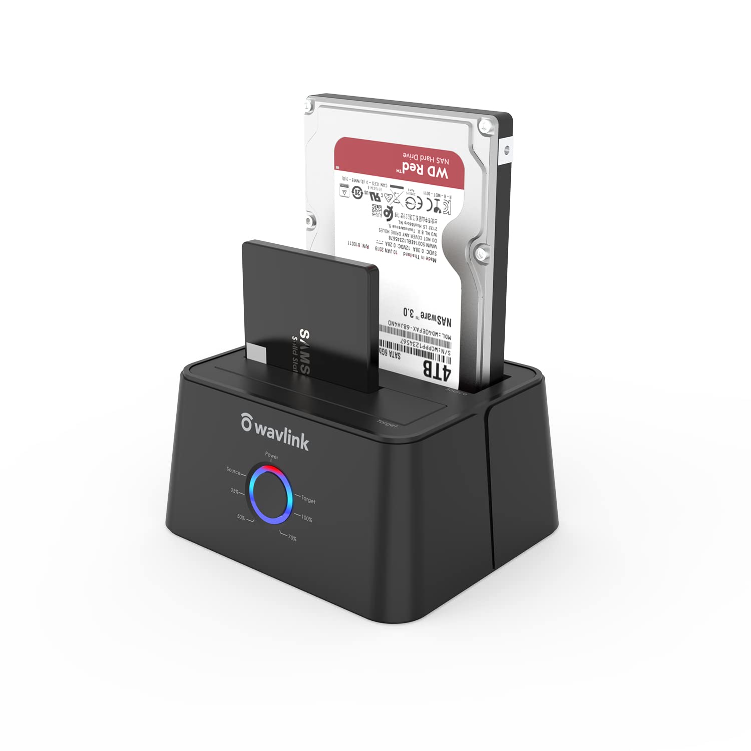 WAVLINK Base de conexión Docking Station USB 3.0 a SATA, Doble bahias con Clone Offline para 2,5, 3,5 Pulgadas Disco Duro, HDD, SSD,Soporta UASP,Negro