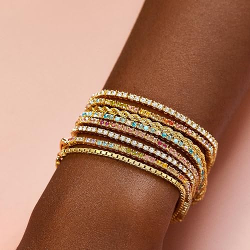 Bennett Tennis Bracelet for Women, Gold-Plated Brass - Hypoallergenic W/Cubic Zirconia Stones3