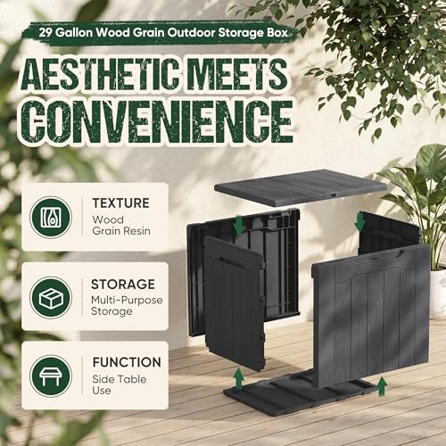 Image of Devoko 29 Gallon Deck Box, Waterproof Resin Outdoor Storage Box