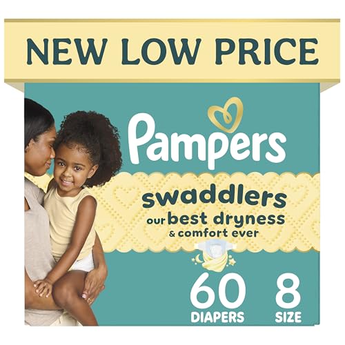 Image of Pampers Swaddlers Diapers, Size 8 (30+ lbs), 60 Count, Hypoallergenic, Absorbent, Keeps Baby Dry and Comfortable, Skin Safe Disposable Baby Diaper