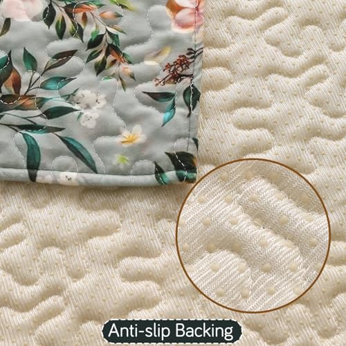 Image of HOKIPO 'Florentina Series' 1 PC Backrest Mat for Sofa Cover | Premium Multi-Needle Quilted Holland Velvet Mat with Anti Slip Backing, Magnolia Green (IN-877-V1*S)