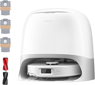 roborock Qrevo Curv S5X Robot Vacuum and Mop, 18500Pa Suction, Zero-Tangling Design, FlexiArm Side Brush, Reactive Tech Obstacle Avoidance, 10 Weeks Self-Emptying, Auto Washing for Hard Floor, Corner