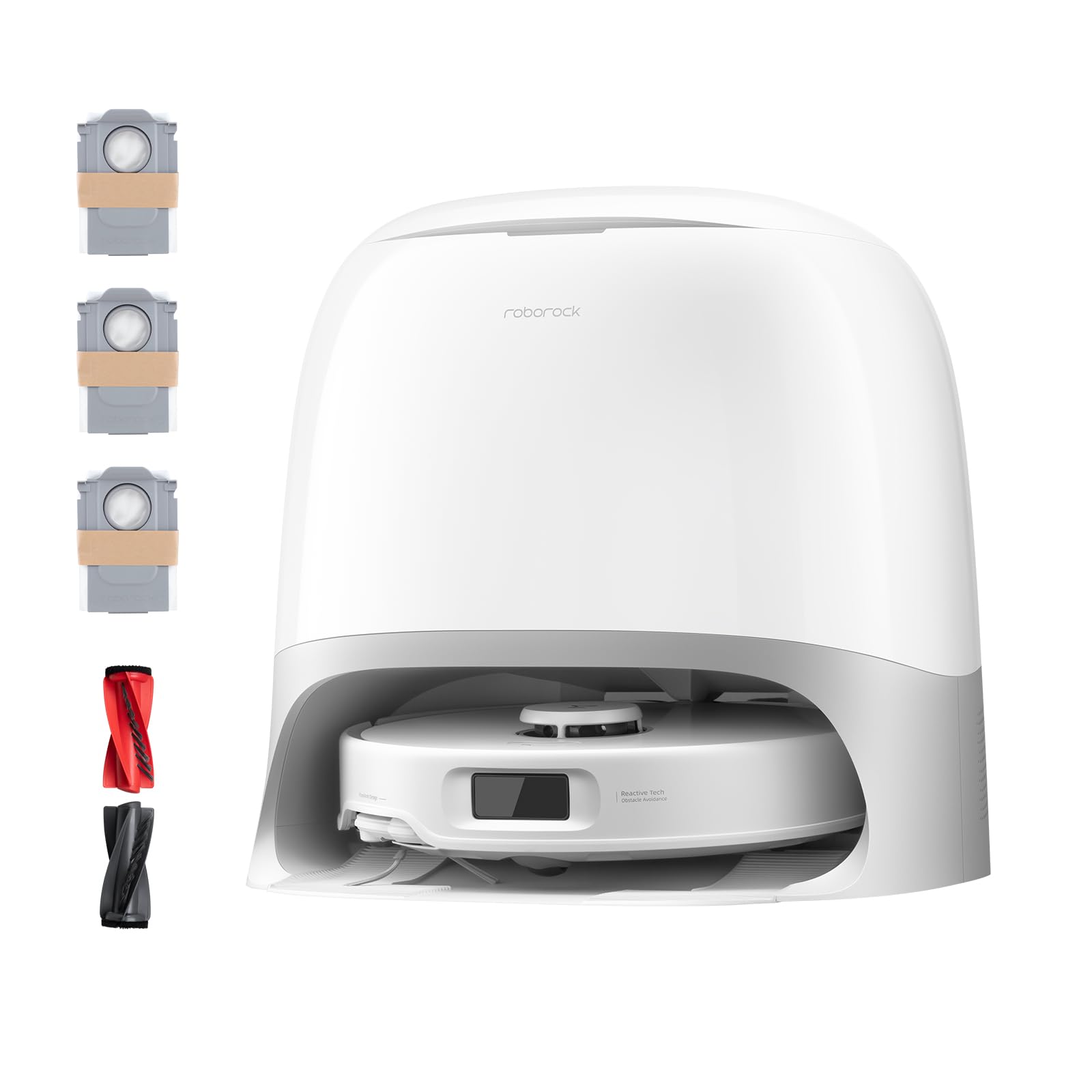 roborockQrevo Curv S5X Robot Vacuum and Mop, 18500Pa Suction, Zero-Tangling Design, FlexiArm Side Brush, AI Obstacle Avoidance, 10 Weeks Self-Emptying, Auto Washing for Hard Floor, Corner, Pet Hair