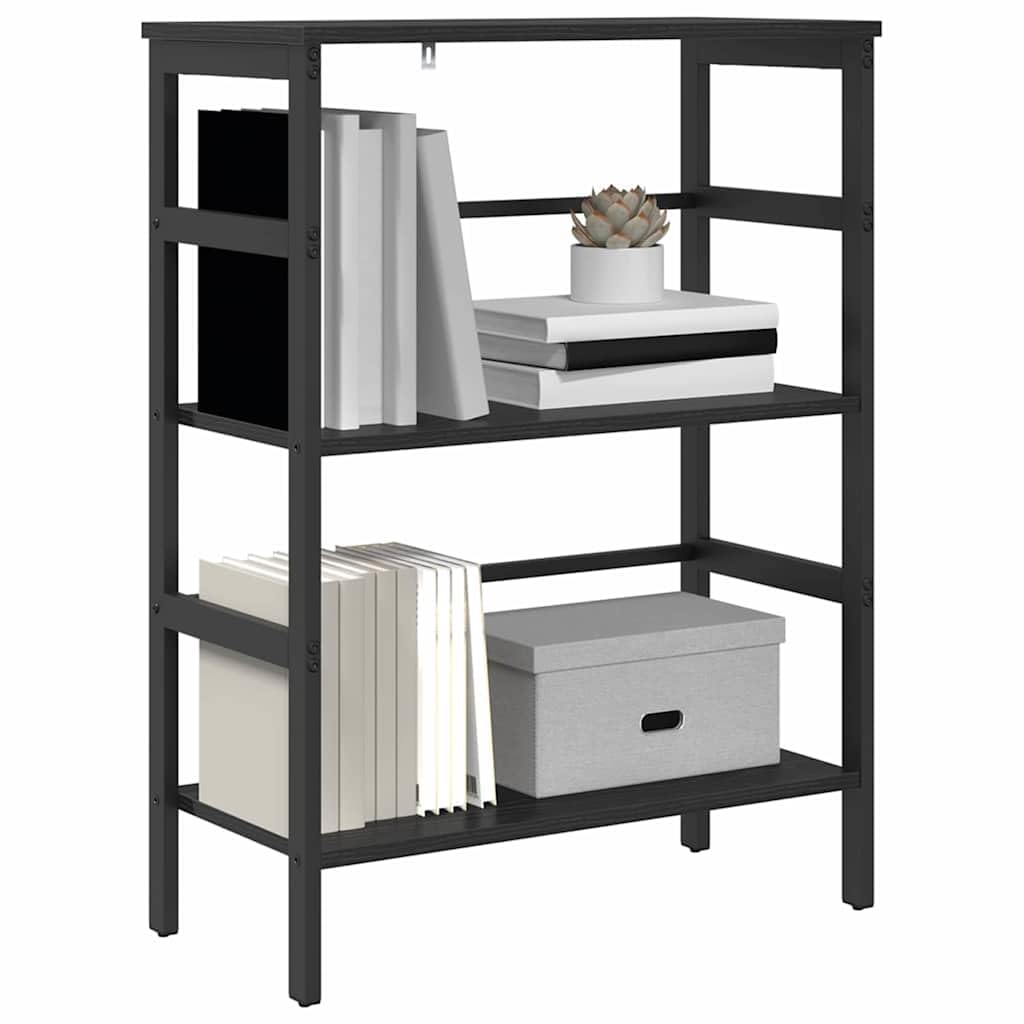 Générique Bibliotheque Bois Ingenierie 60x29x81 cm Czarny | Solidna stalowa rama, regulowane nóżki, duża pojemność, styl przemysłowy, do salonu biurowego