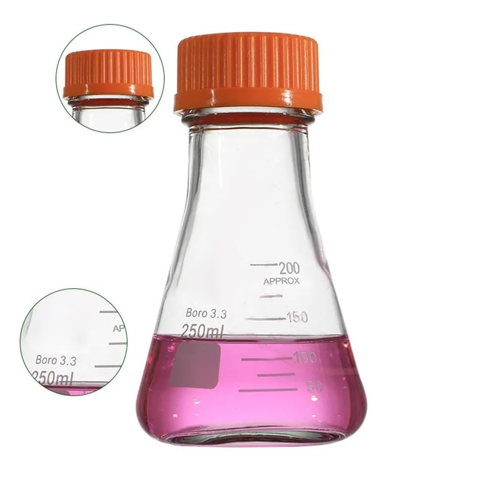 1 x trójkątna butelka ze spiralną szyjką ze szkła borokrzemowego o pojemności 250 ml, 500 ml, 1000 ml, 2000 ml, odporna na wysokie temperatury butelka stożkowa (500 ml)