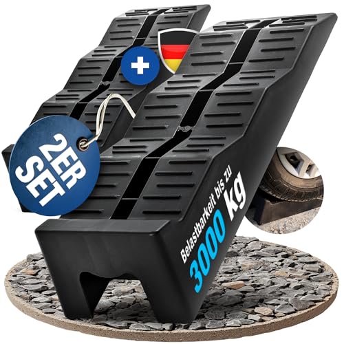 NTG Auffahrkeile für Wohnmobil (2er Set) – 3-stufige Nivellierung bis 3000 kg pro Set, Anti-Rutsch Struktur ideal für für Wohnwagen, Wohnmobil & Anhänger - Keile für alle Untergründe