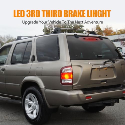 Image of Third 3rd Brake Light LED for 2001 2002 2003 2004 Nissan Pathfinder, High Mount Rear Brake Lights Assembly for 01 02 03 Infiniti QX4, Waterproof Center Cab Lamp Stop Light (Black)