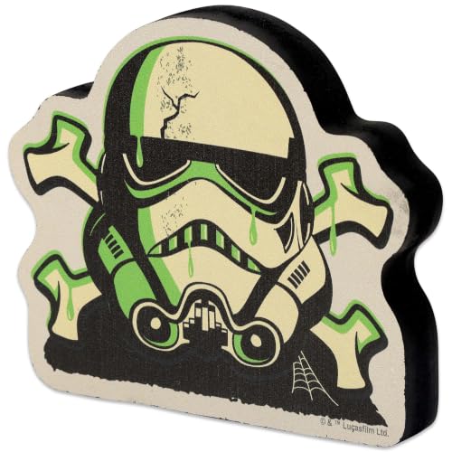 Image of Disney Star Wars Stormtrooper Crossbones Shelf Sitter Decor | Chunky Wood Block Tabletop Decoration for Halloween