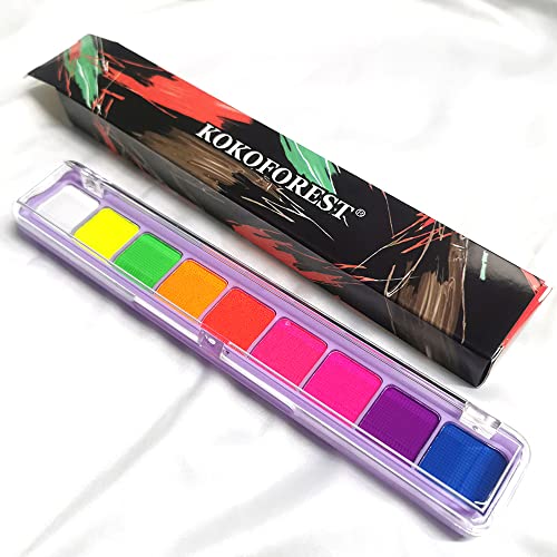 KARLOR UV Neon Face Paint, 9 Fluorescent Eyeshadow Palette, Neon Body Paint for Neon Make-Up Eyes Graphic Eyeliner Face Body Painting Set Highlight Makeup Glow in dark - Image 7