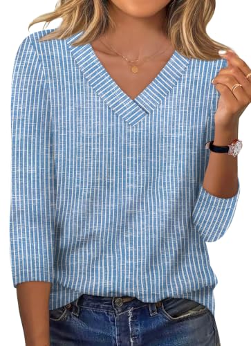 Image of XIEERDUO 3 /4 Length Sleeve Womens Tops V Neck T Shirts Summer Clothes Basic Blouses Dressy Casual 2026 Spring Outfits