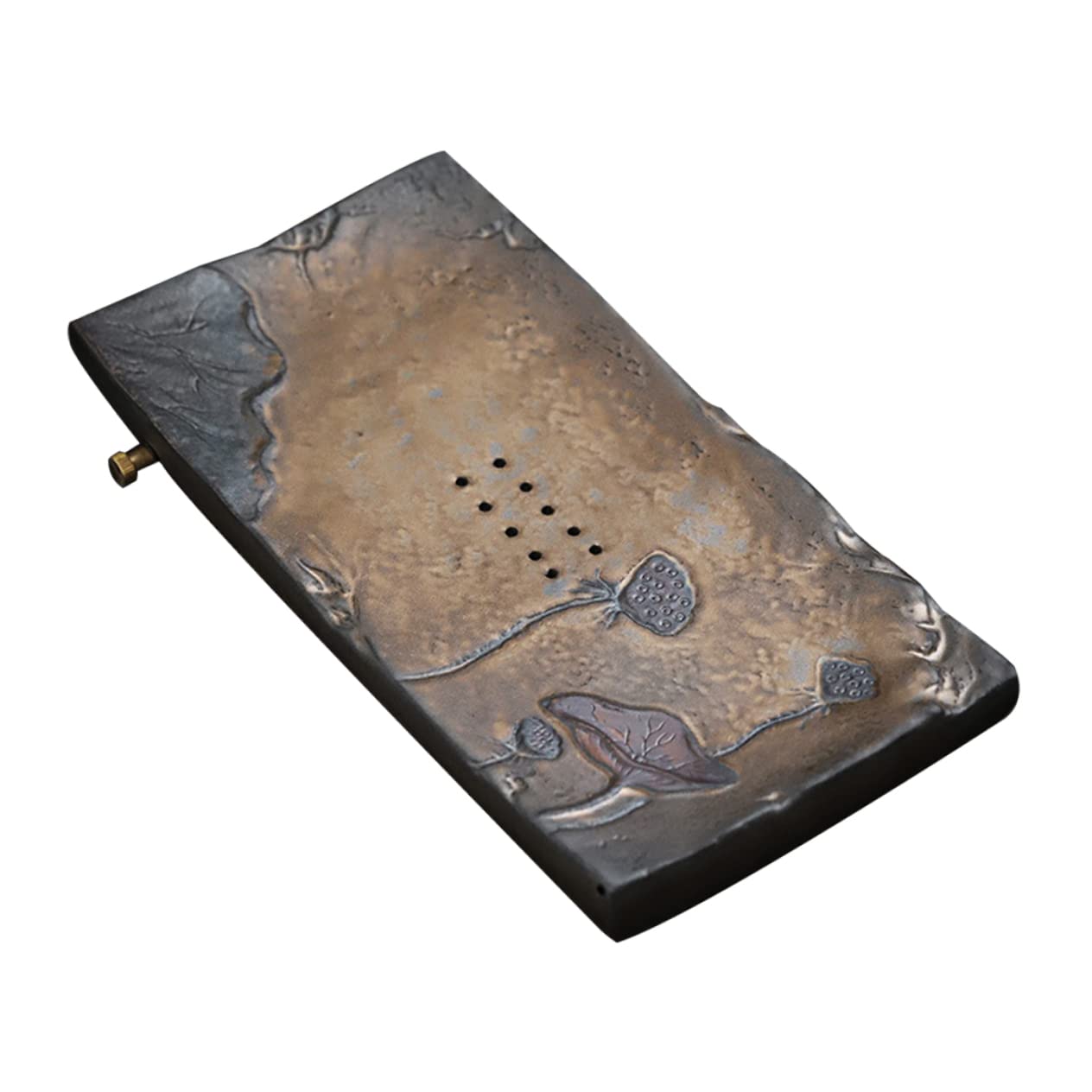 BESTonZON Retro Ceramic Tea Tray Set Draining Plate Tea Making Tray Tea Cup Holder Home Serving Tray