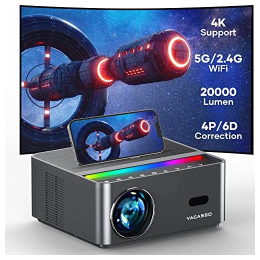 [Electric Focus] 4K Projector with 5G WiFi Bluetooth, 500 ANSI 20000L Portable Outdoor Projector with Touch Screen, Auto Vertical Keystone & 4P/6D, VACASSO Smart Movie Projector for Phone/PC/TV Stick