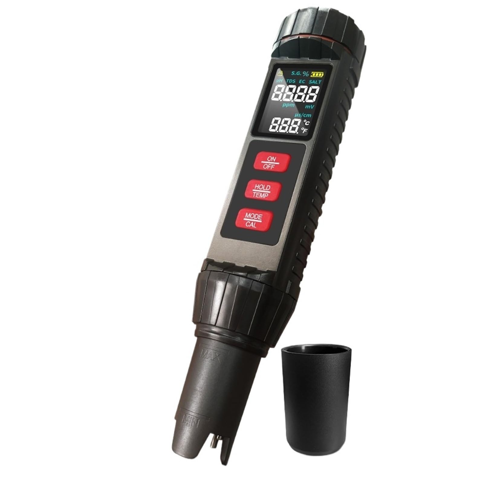 Kongmm One Color Digital Water Tester, Multi-Functional Digital Water Quality Tester Ph Tds Ec Orp Salinity Sg Temp For Aquarium Swimming Pool Fish Tank Water Mointor