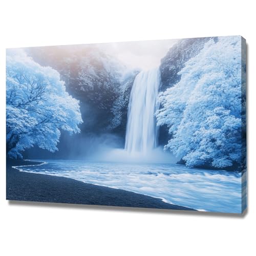 Art naturel intemporel WUFIEA : tableau sur toile haut de gamme avec cadre bleu