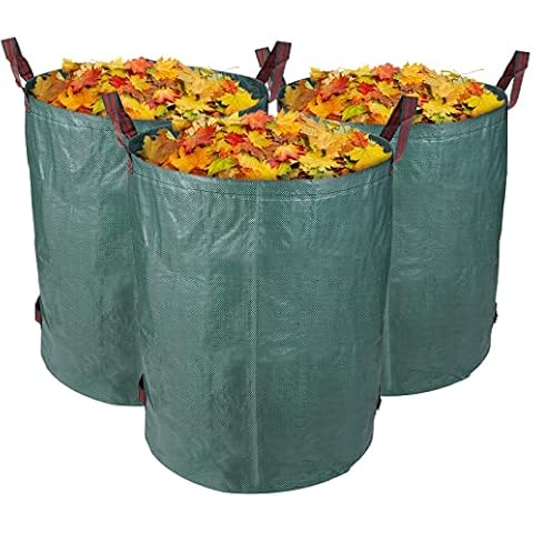 300L Gartensäcke 3er Set Selbstaufstellender, faltbar und Wiederverwendbar Gartensack, Stabil Wasserdicht UV-Beständig Laubsäcke Cover