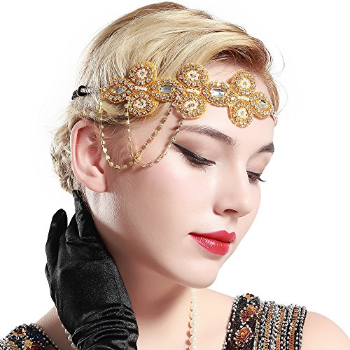 ArtiDeco Headband Gatsby, Bandeau Cristal 1920s Bandeau Plume Gatsby Flapper Accessoires Charleston Bandeau Année 20 Vintage Partie à Thème
