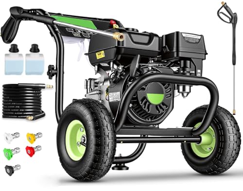 4200PSI Gas Pressure Washer 4.0GPM Gas Power Washer Gas Powered Washing Machine Commercial High Pressure Washer with 25ft Hose&5 Spray Nozzles for Patio Garden Yard Vehicle,EPA/CARB/ETL (Black)