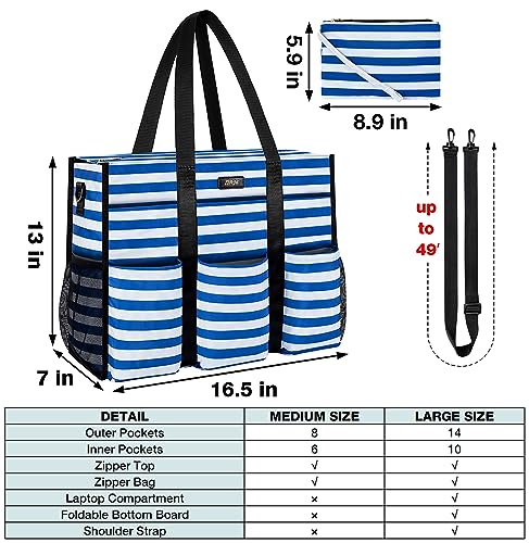 Image of IBFUN Utility Tote Bag with 14 /24 Pockets Zip Top Teacher Tote Bag for Teacher /Work Women