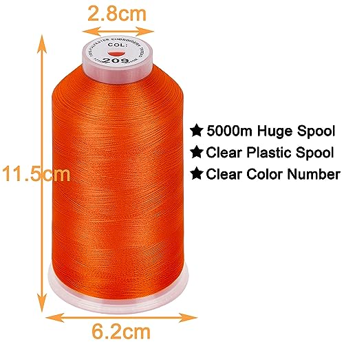 Image of New brothread - Single Huge Spool 5000M Each Polyester Embroidery Machine Thread 40WT for Commercial and Domestic Machines - Tangerine