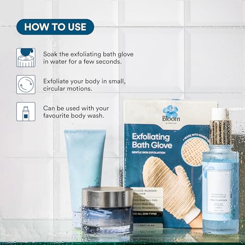 Bloom Exfoliating Bath Glove | (1 glove) | Exfoliating Gloves to Reduce Ingrown Hair & Strawberry Legs | 100% Ramie Fabric | Gently Removes Dead Skin Cells | For Sensitive Skin - Image 6