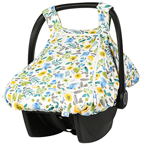 Image of Car Seat Covers for Babies, Infant Car Seat Cover for Boys Girls, Baby Car Seat Cover with Breathable Mesh Peep Window, Kick-Proof Carseat Canopy, Windproof Stroller Cover Shower Gift for Newborn