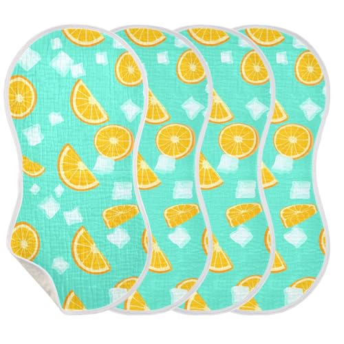 Muslin Burp Cloth for Baby 2PCS Ice Orange Slices Super Absorbent Burping Cloths, Bibs for Newborn Boys Girls3