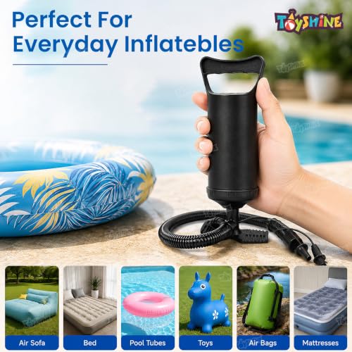 Image of Toyshine 12 Inch Air Hammer Inflation Pump 0.85L /Cycle with 3 Valve Adaptors, for Air Sofa, Bed, Swimming Pool Tubes, Toys, Air Bags, Mattresses