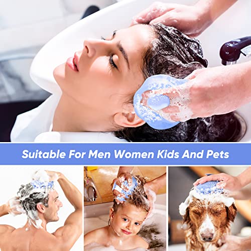 Scalp-Massager-Shampoo-Brush-Hair-Scalp-Scrubber-Head-Massager-with-Soft-Silicone-Bristles-for-Women-Men-Kids-Pets-Shower-and-Hair-GrowthBlue-Includes-5-Pcs-Hair-Ties