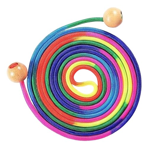 Opdestn Cuerda de Saltar Infantil,Cuerda de Salto Arcoíris 5 Metros para Entrenamiento con Empuñadura de Madera | Juego Multijugador Divertido Ajustable Para Actividades Deportivas En Patio Escolar