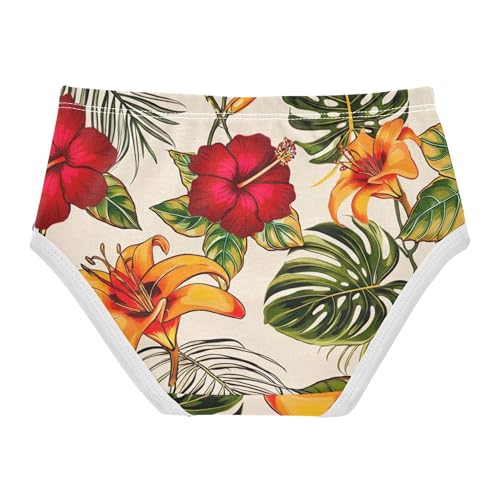 Tropical Hibiscus Flowers Little Girl Panties Toddler Underwear Floral Cotton Artistic Briefs Undies Kids 2t2