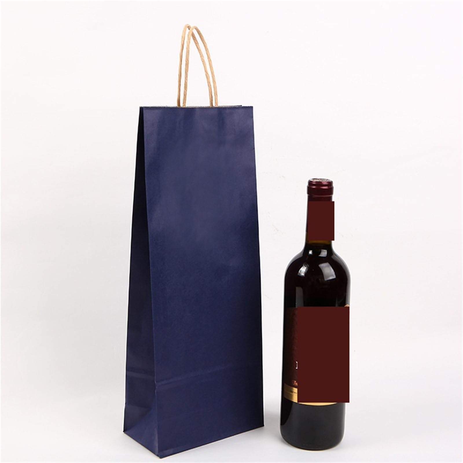 Sacchetto di carta kraft for imballaggio di vino rosso, squisite buste regalo for feste in tinta unita, for cena in famiglia, vino rosso o birra(Dark blue,12pcs)