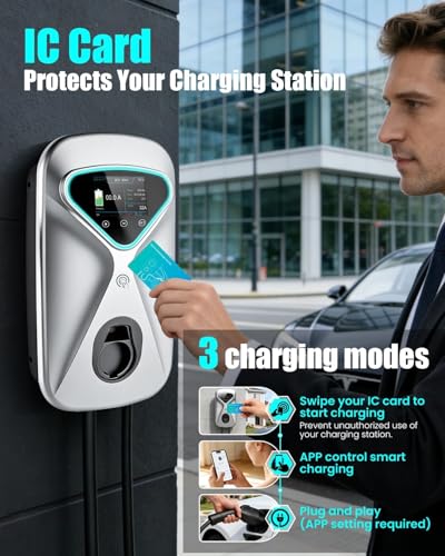 Image of Level 2 EV Charger 48 Amp, 11.5KW 240V Electric Car Charger, NEMA 14-50 Plug, J1772 25' Cable, RFID Card, Smart App (WiFi), Smart Electric Vehicle Charging Stations with UL, ETL Certified EVSE