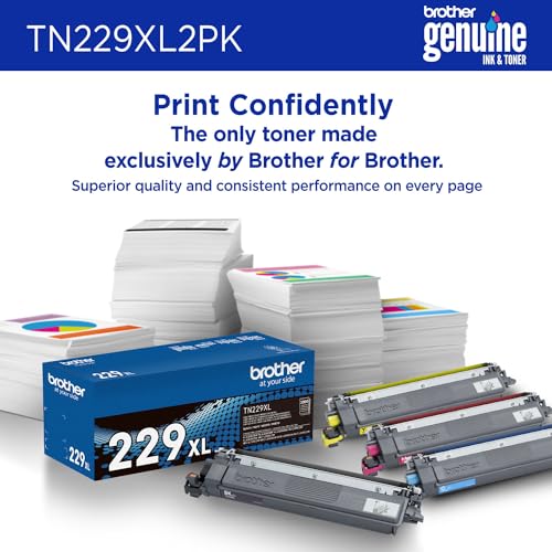 Image of Brother Genuine TN229XL2PK Black High Yield Printer Toner Cartridge 2-Count - Print up to 3,000 Pages Each(1), High Yield (Pack of 2)