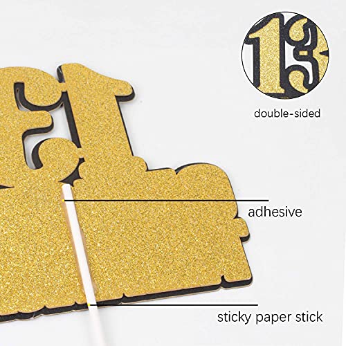 Image of FestikoOfficial Teenager 13 Birthday Cake Topper - Boys Girls 13th Birthday Gold Glitter Cake Supplies - Thirteen Years Old Birthday Party Decoration