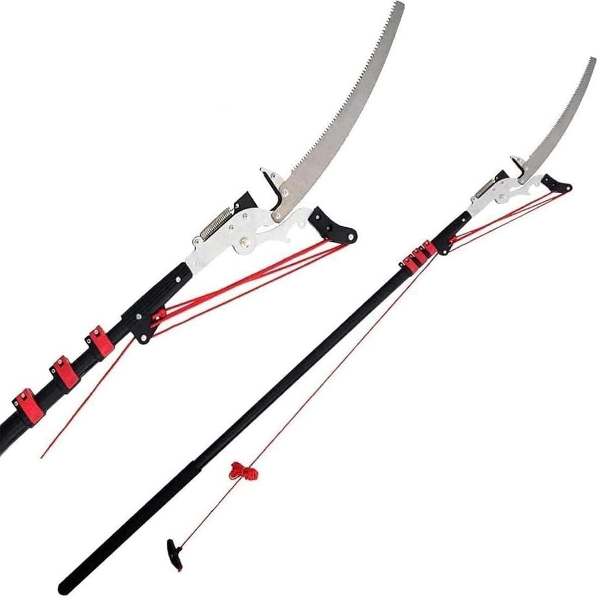 Tijeras de podar telescópicas extensibles con polea de trinquete, tijeras de podar manuales de largo alcance for árboles altos, herramientas de poda telescópica de ramas(5.4m/18ft)