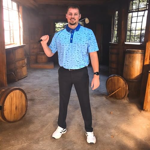 Classic Resort Wear Golf Polo – Tropical Hawaiian Men Performance Short Sleeve Shirt Moisture Dry Fit Casual S Thru 5XL Funny4