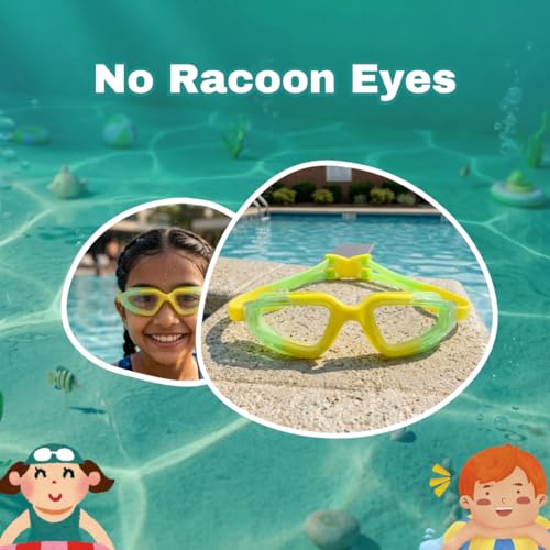 Image of BURNLAB Swimming Goggles for Kids, Clear Vision Pool Goggles for Boys & Girls, Easy Adjustable Strap