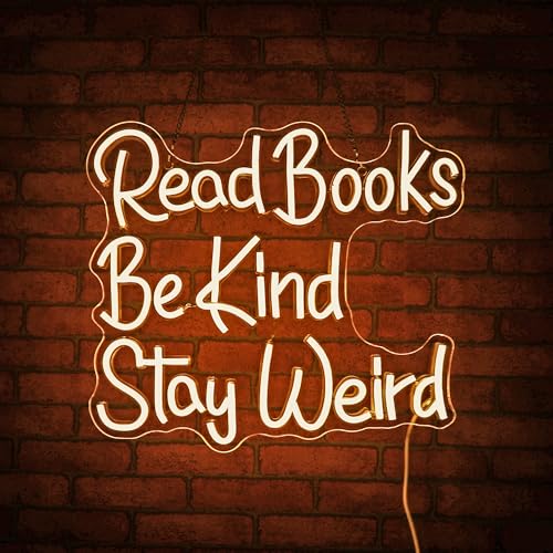 Image of Neon Sign, JGHTURIE Read Books Neon Signs for Wall Decor Warm White Led Lights Signs for Classroom Office Library Bookshop Study Room Decoration USB Powered