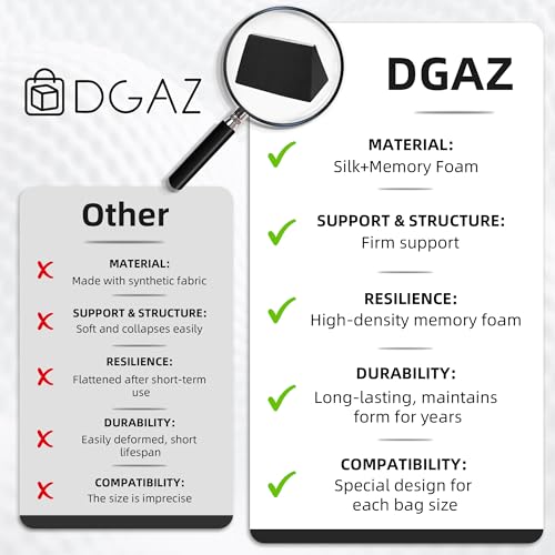 Image of DGAZ Purse Pillow Shaper Insert,Luxury Handbag Tote Shapers, Memory Foam- Fits Birkin 25 /30 /35 /40 Bag (Black, BK30 Retourne)