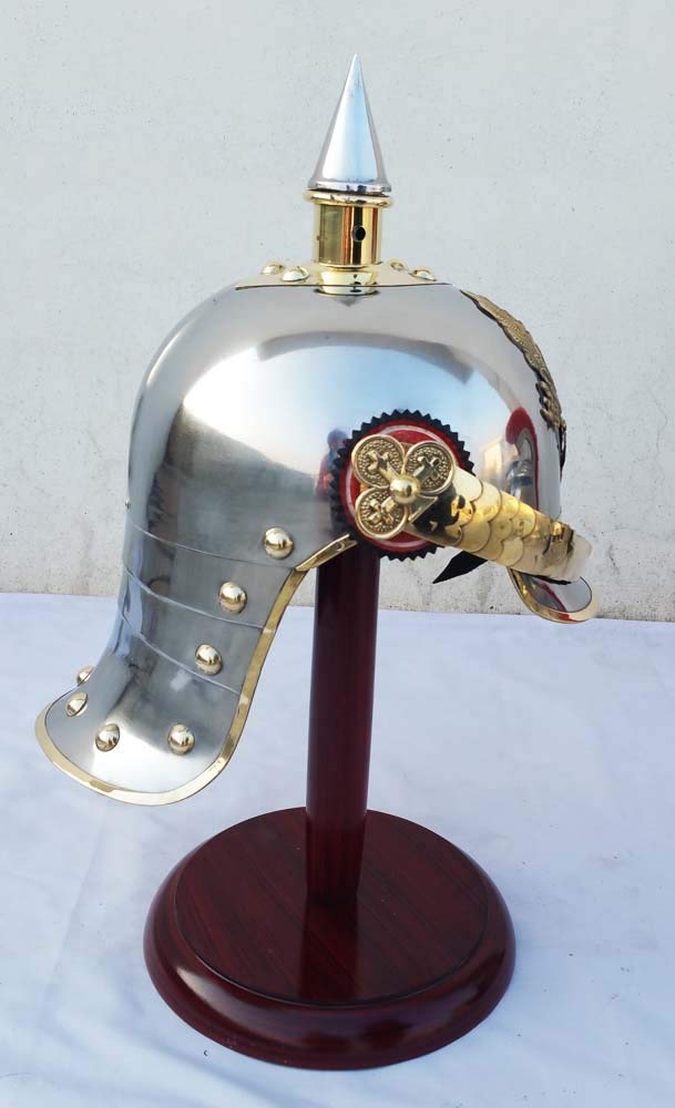 NOUVEAU FER ALLEMAND PRUSSE PICKELHAUBE LAITON ACCENTS IMPÉRIAL
