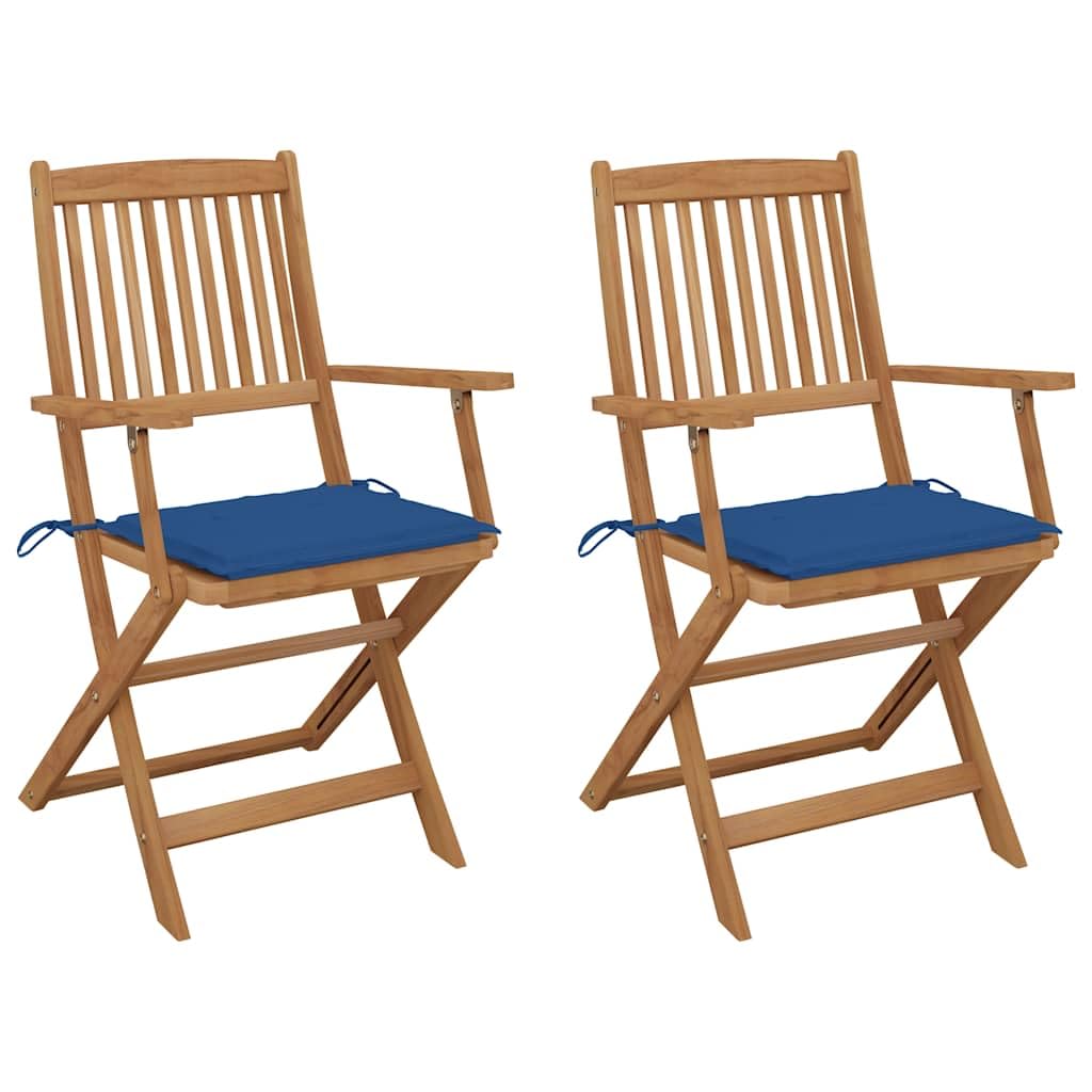 Chaises de jardin pliantes en bois avec coussins amovibles pour extérieur et camping